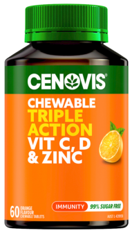 Cenovis Chewable Triple Action Vit C, D & Zinc Orange Flavour