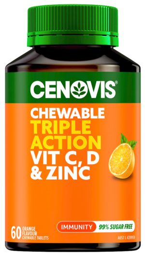 Cenovis Chewable Triple Action Vit C, D & Zinc Orange Flavour