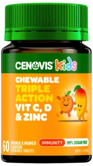 Cenovis Kids Chewable Triple Action Vit C, D & Zinc Cenovis Kids Chewable Triple Action Vit C, D & Zinc